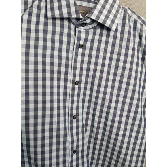 Calibrate Trim Fit Men's Long Sleeve Button Front Plaid Blue Shirt 15 (32/33) - Picture 4 of 8